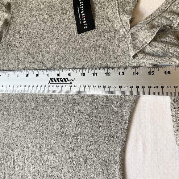 Fashion Nova Women Dress S Heather Grey Sweater Dress Ruffle Long Sleeve - Picture 5 of 10